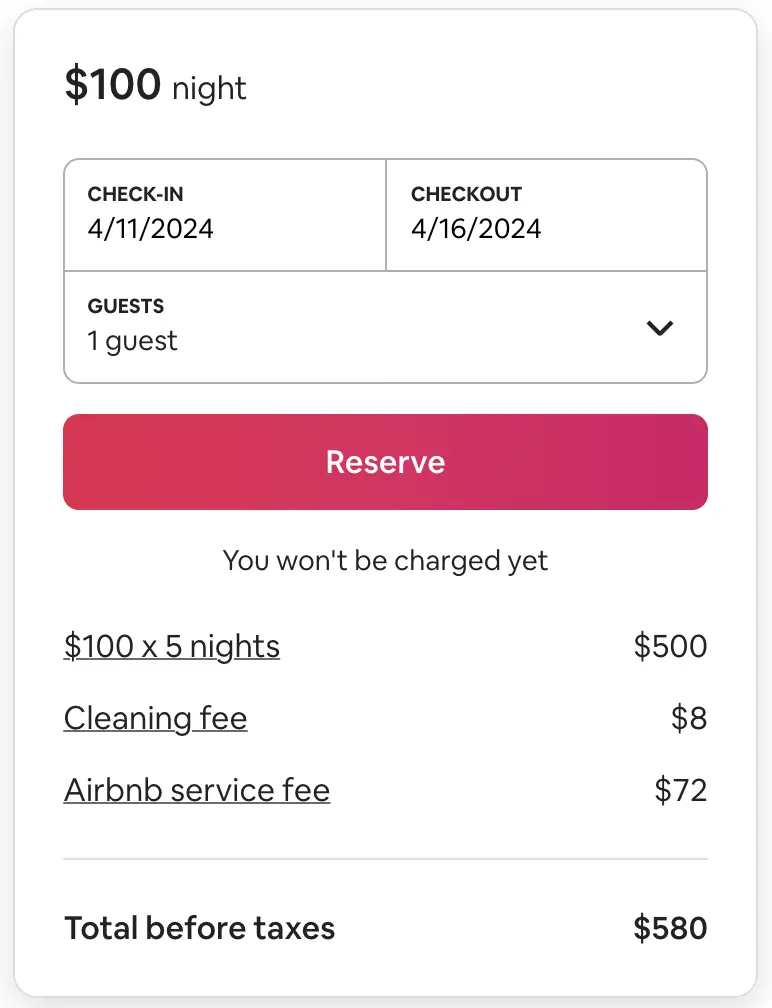 airbnb service fees