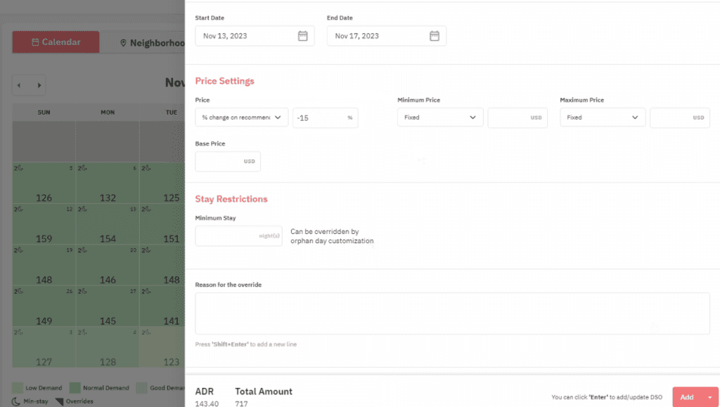 Date-Specific Override in PriceLabs