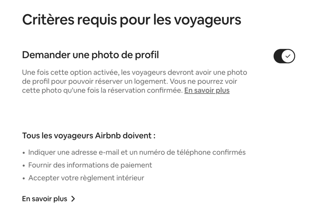 criteres voyageurs requis