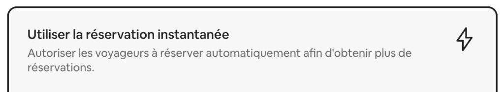 reservation instantanée airbnb