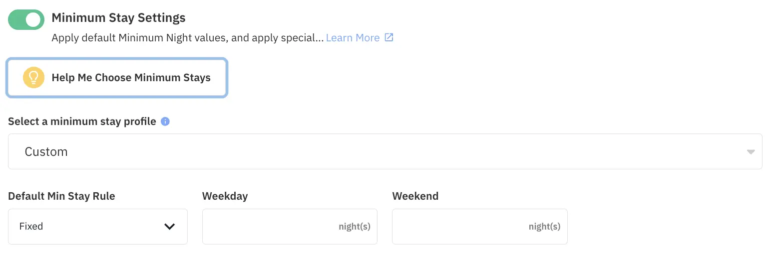 default minimum stay restrictions