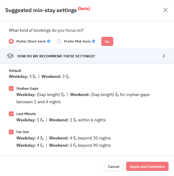 MinStay Recommendations Engine