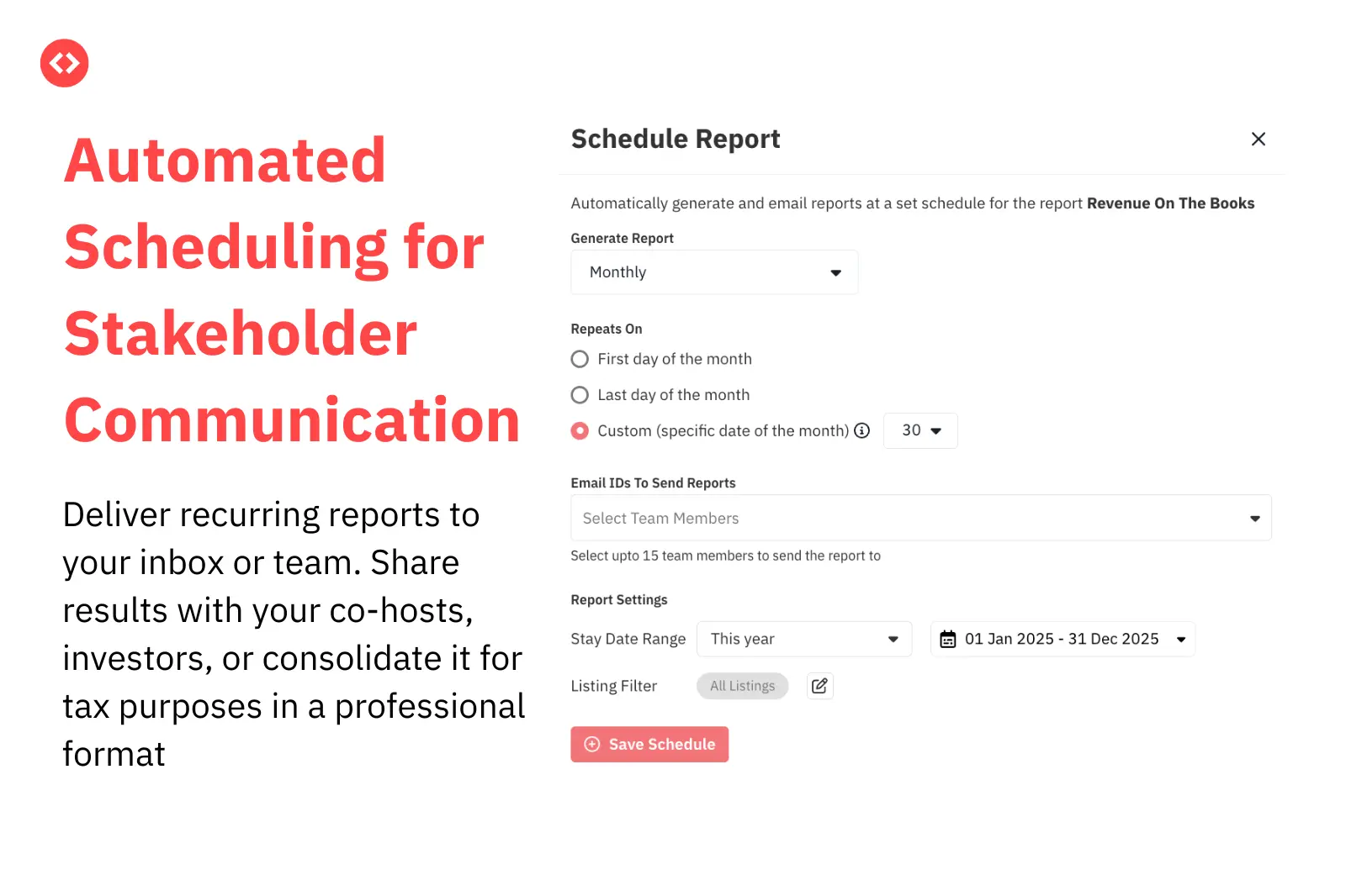 Automate reports for your stakeholders and for tax purposes