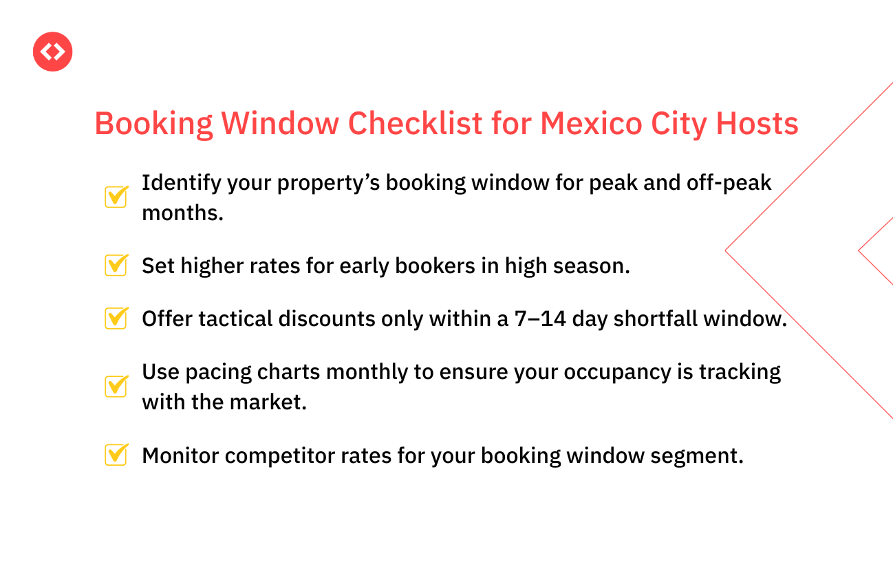Booking window checklist for Mexico City hosts