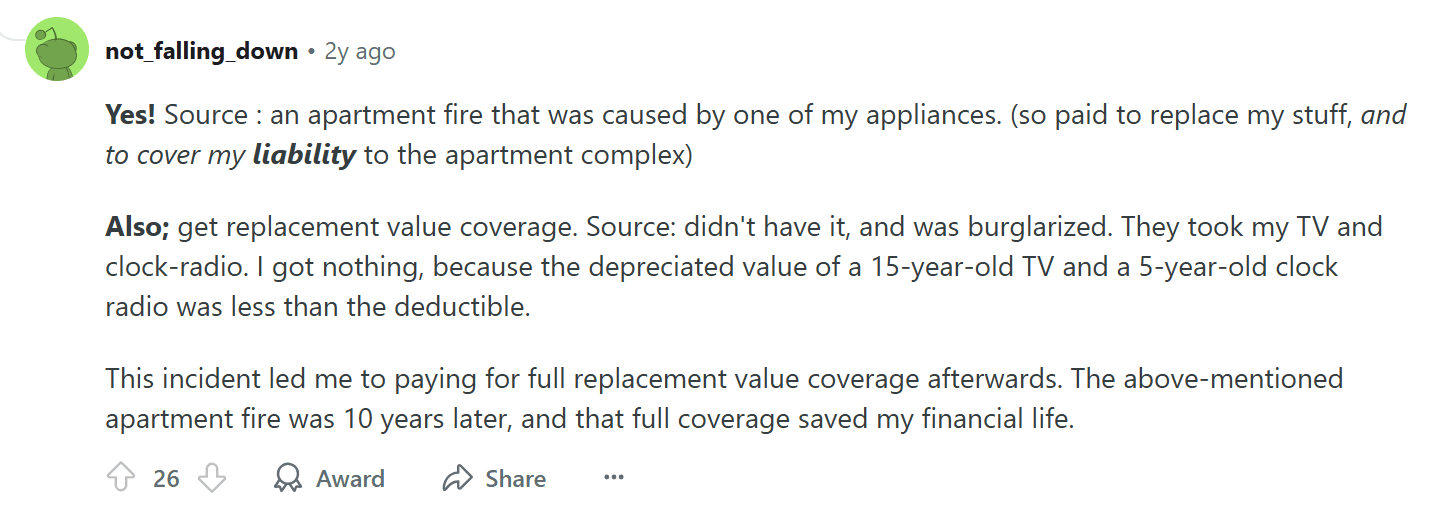 Get Replacement Value Coverage to Cover For Replacing Old Items