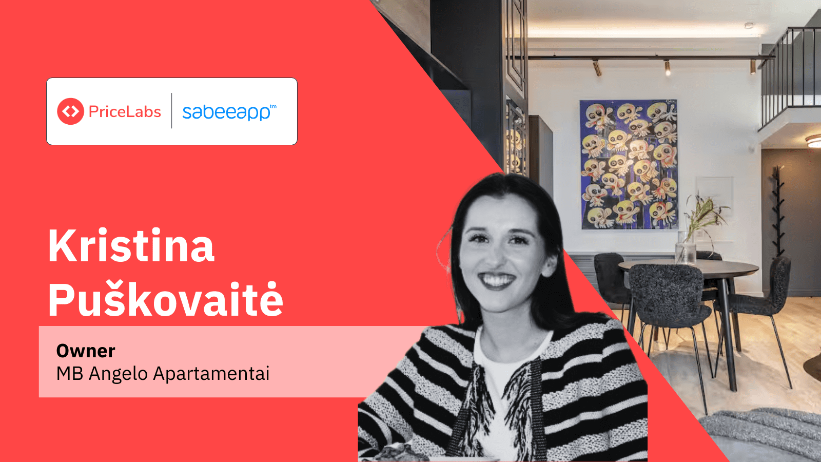 MB Angelo Apartamentai in Vilnius, Lithuania using SabeeApp and PriceLabs to simplify short-term rental management and dynamic pricing.