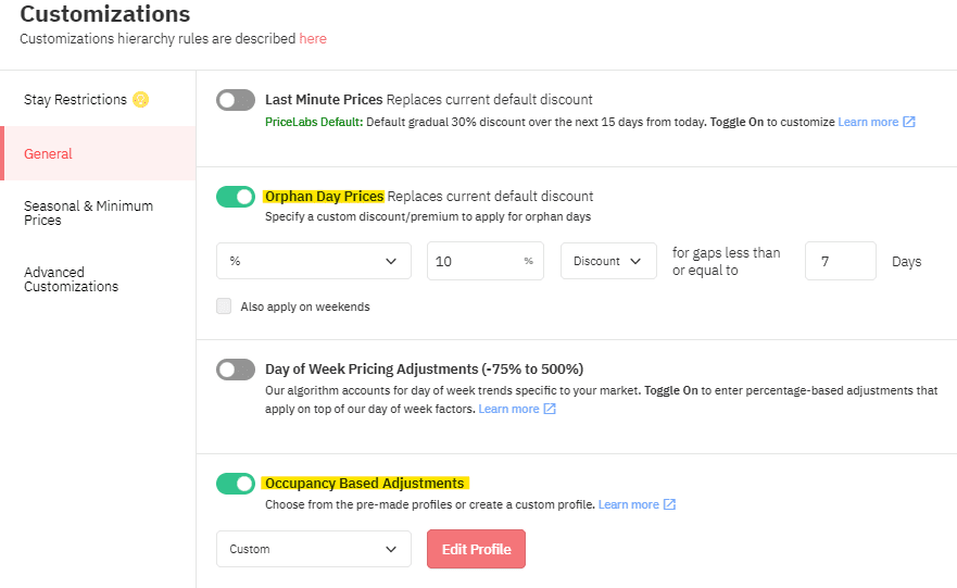 Implement occupancy Adjustments in PriceLabs