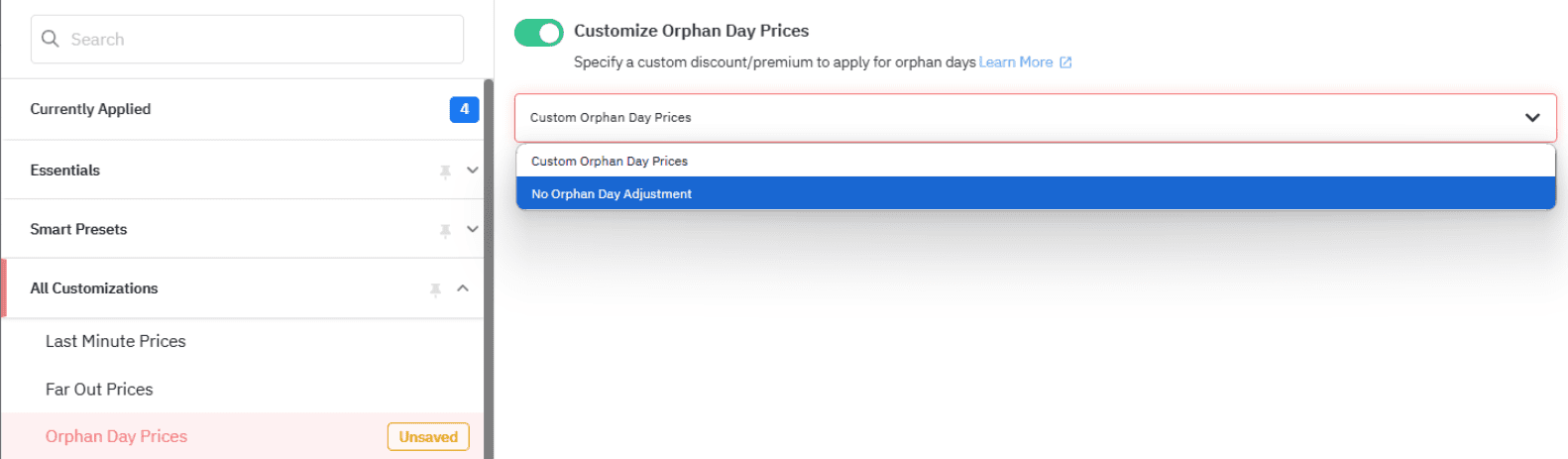 Orphan Day Customizations in PriceLabs