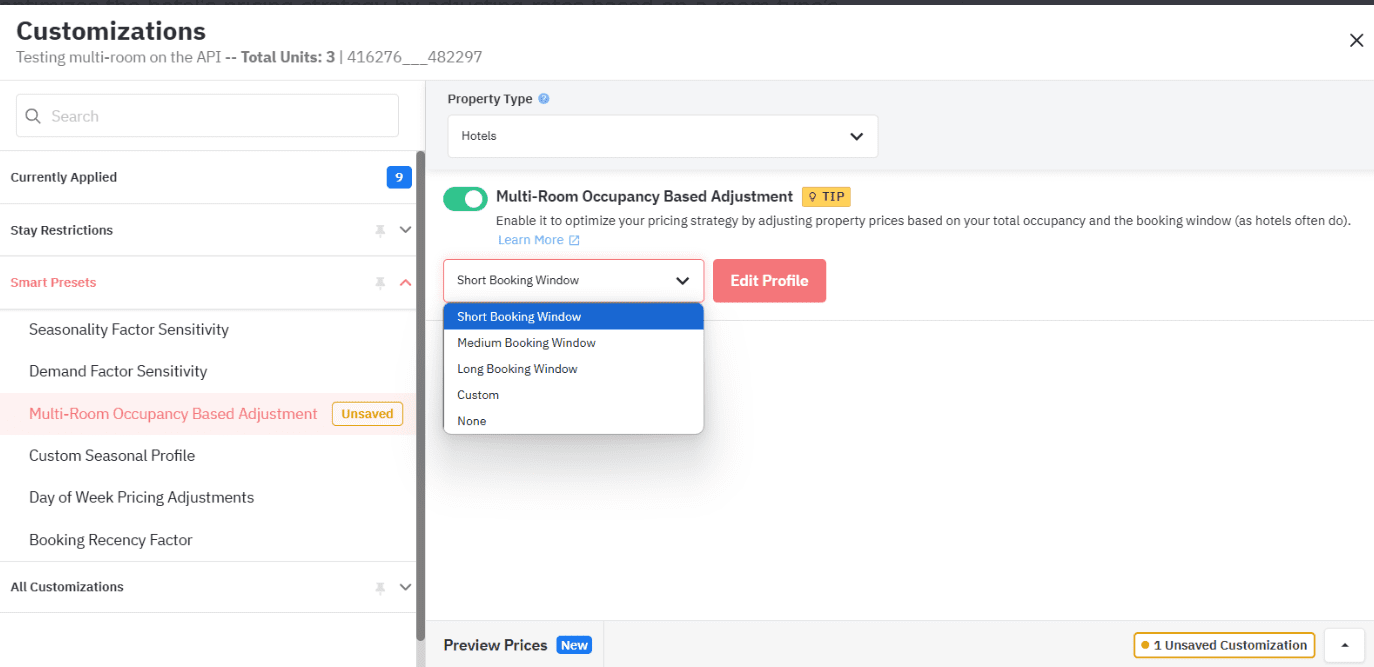 Room Type Customization on PriceLabs