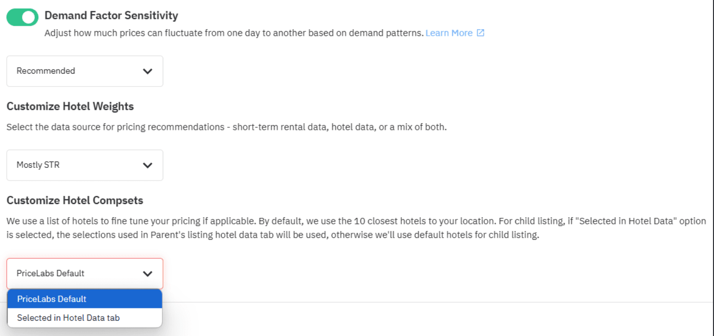 Custom Weights allows you to monitor pricing recommendations.