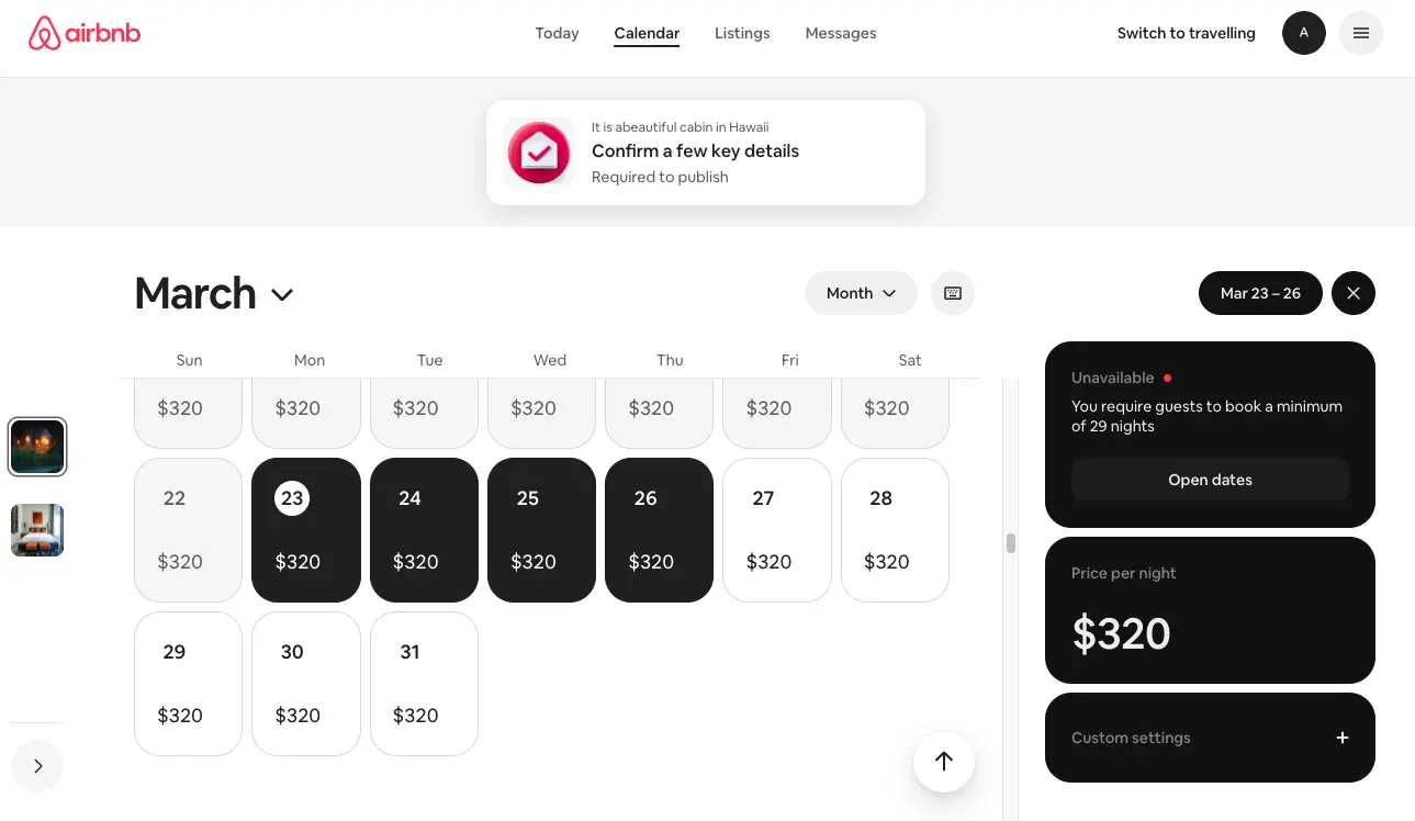 Click a range of dates in your calendar