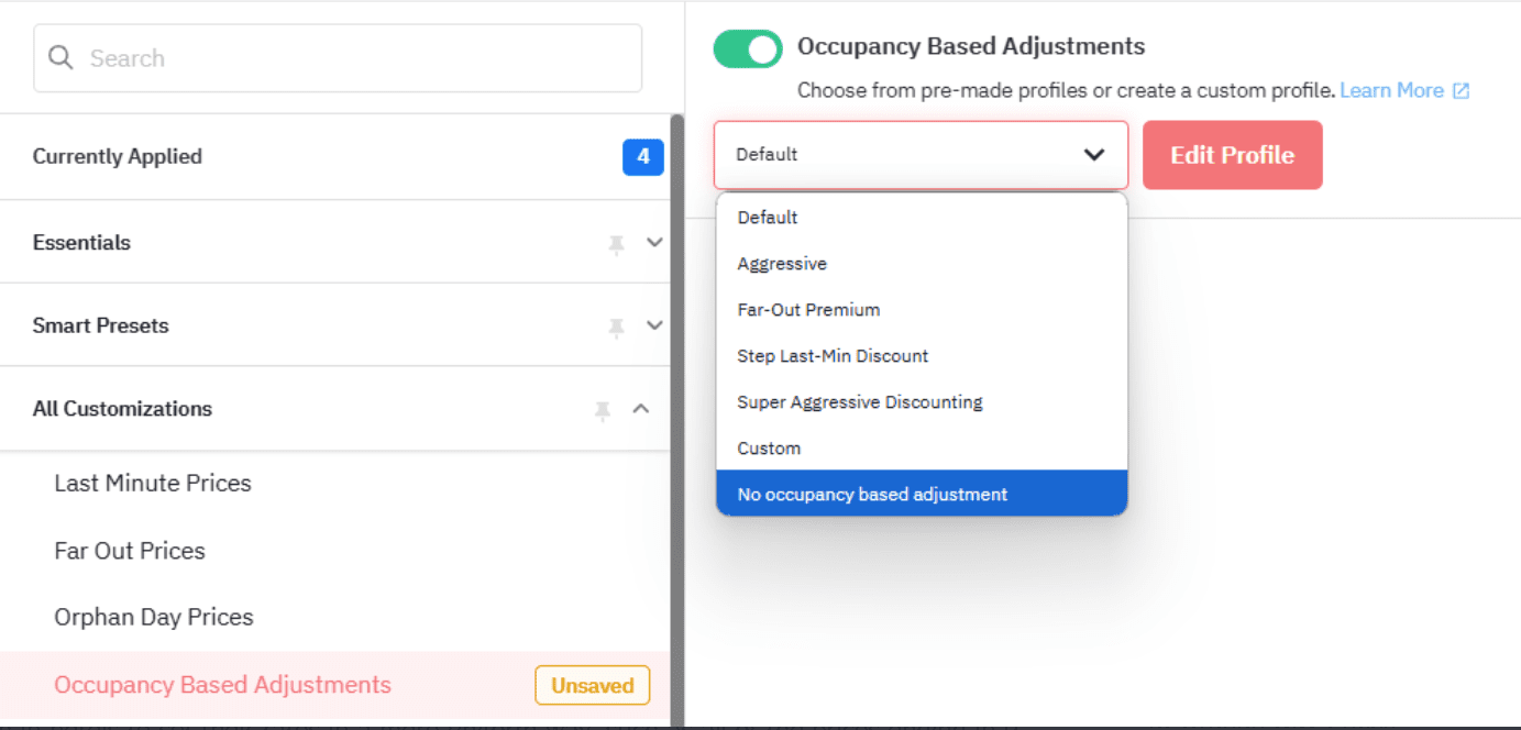 Occupancy Based Adjustments are possible with PriceLabs