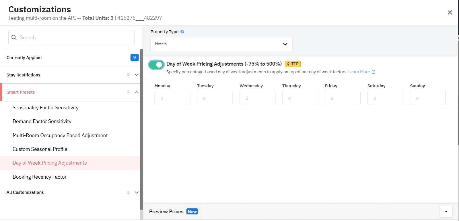 Day of the Week Pricing Customization on PriceLabs