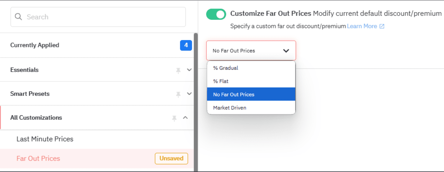 Far Out Prices Customization on PriceLabs