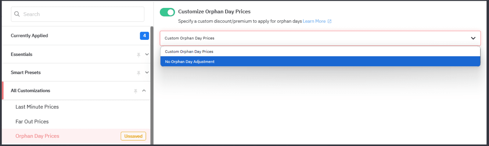 Orphan Day Customization on PriceLabs