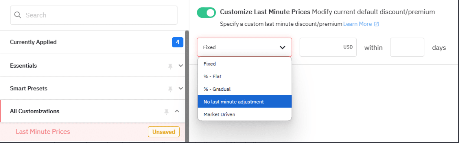 Last Minute Pricing Customization on PriceLabs