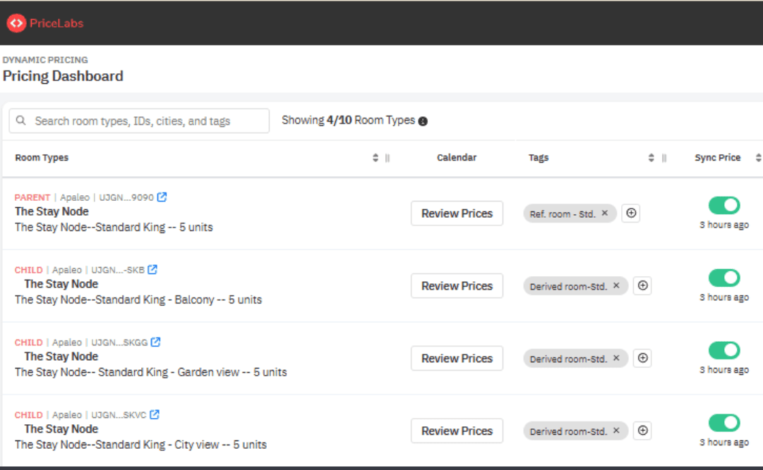 Parent & Child Listings on PriceLabs