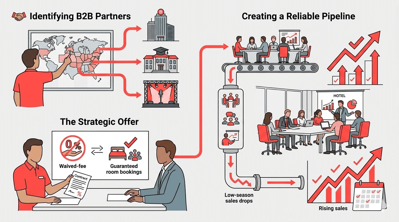 Partnering with local businessess for increasing hotel sales in low-season