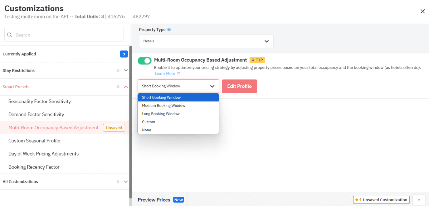 Multi Room Occupancy Based Adjustments with PriceLabs