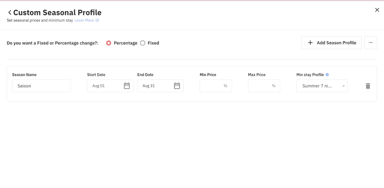 Custom Seasonal Profile Pricing on PriceLabs