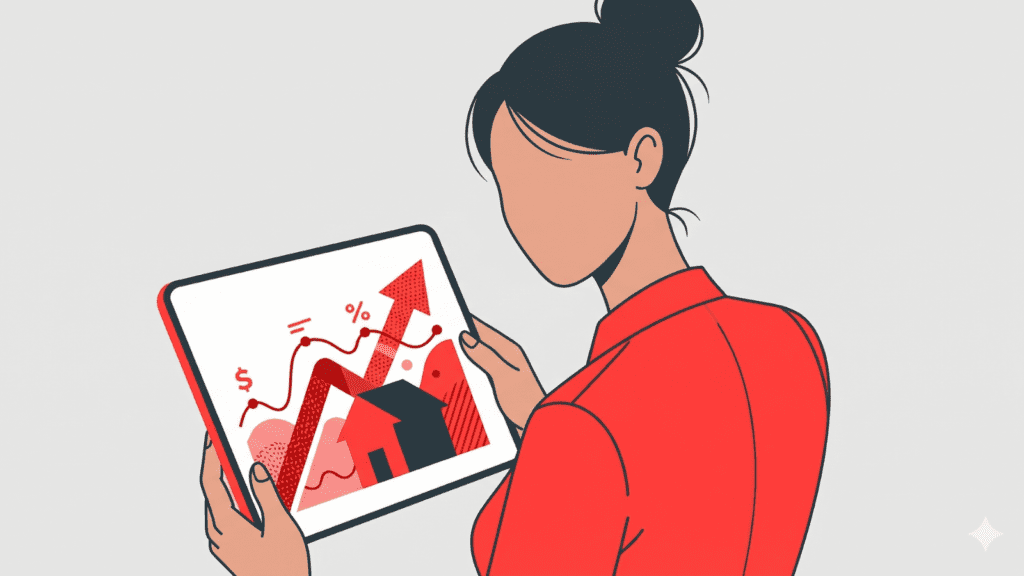 A property manager analyzing data charts for revenue management in short term rentals.