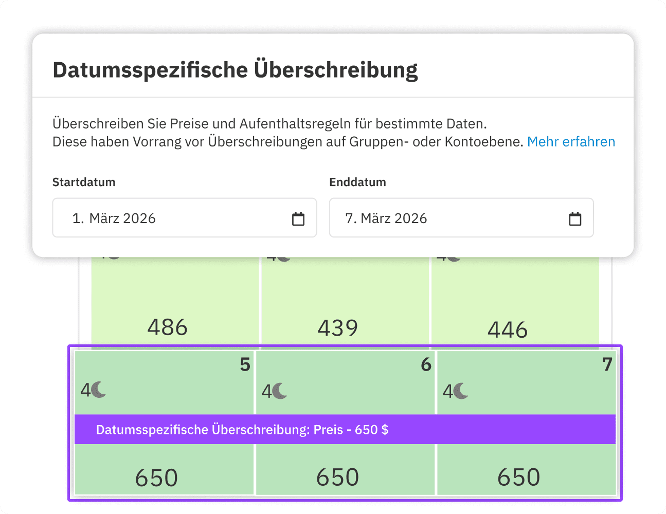 Profil für spezifische Datumsüberschreibungen