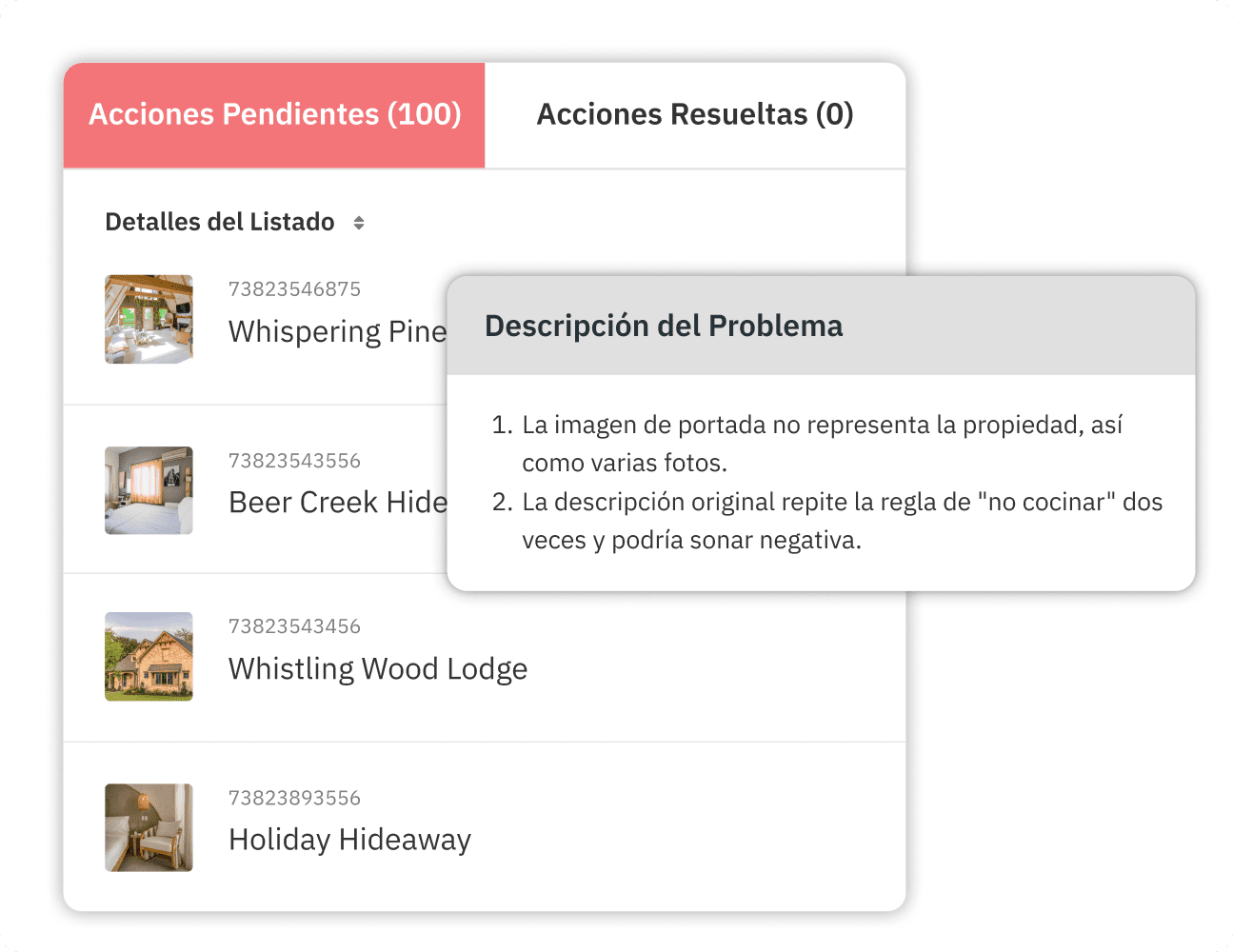Dashboard de Listing Optimizer con sugerencias de IA