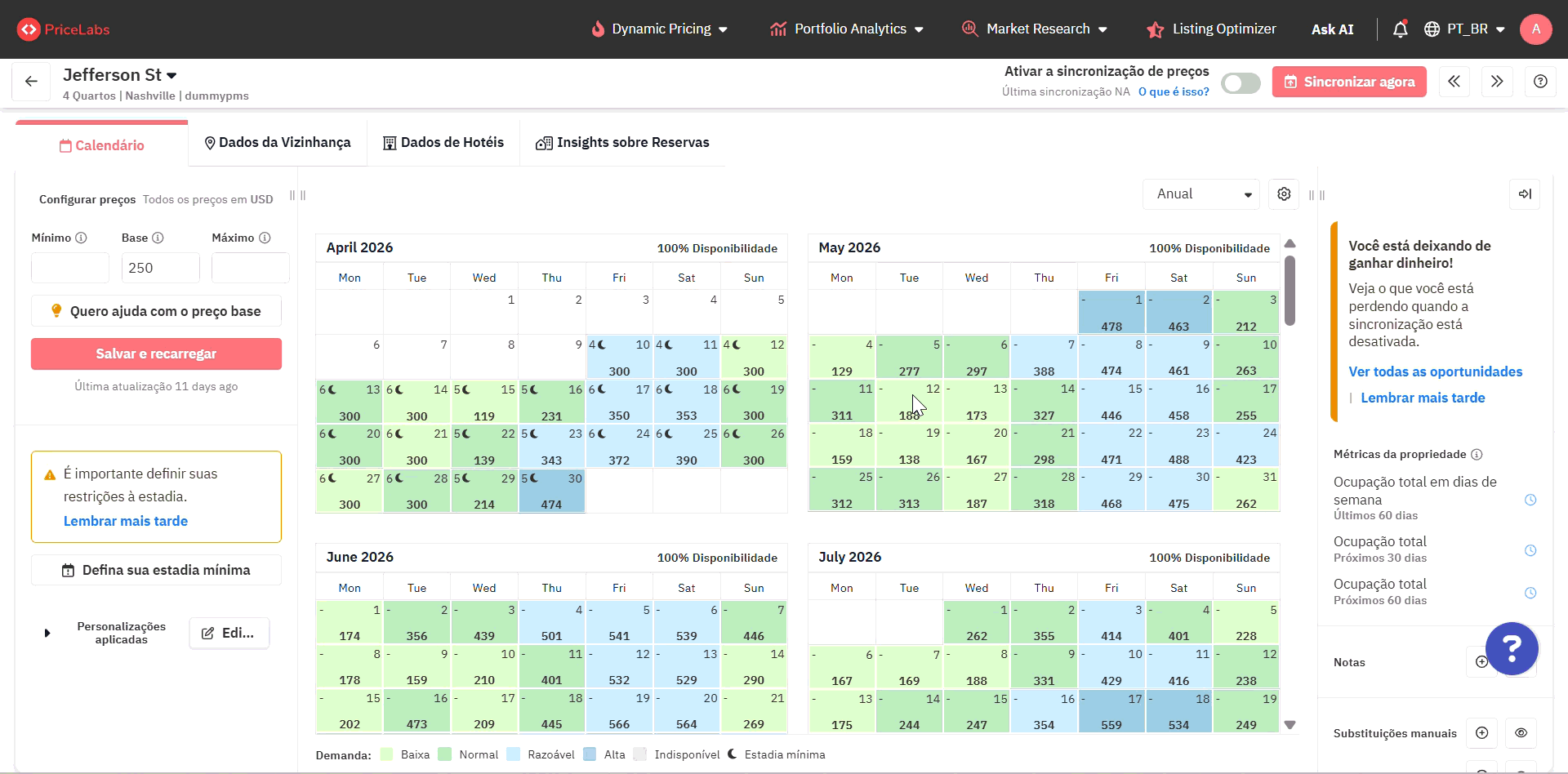 Substituições manuais para datas específicas